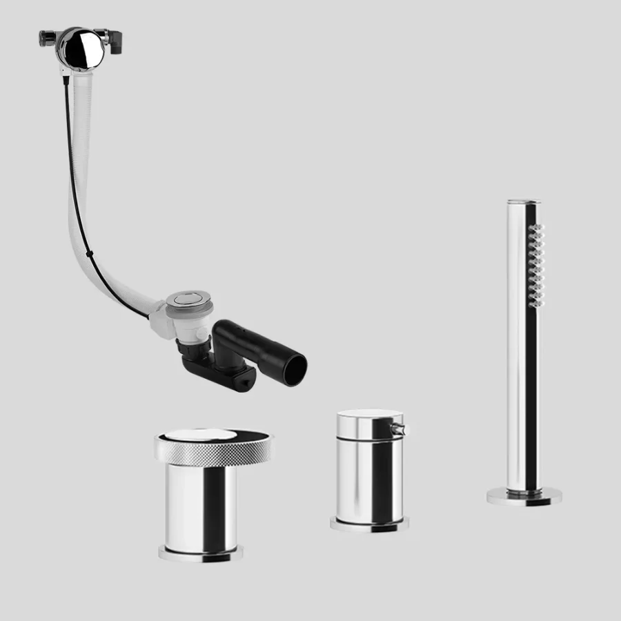 Anello 3 Hole Deck Mounted Bath Mixer & Overflow Filler