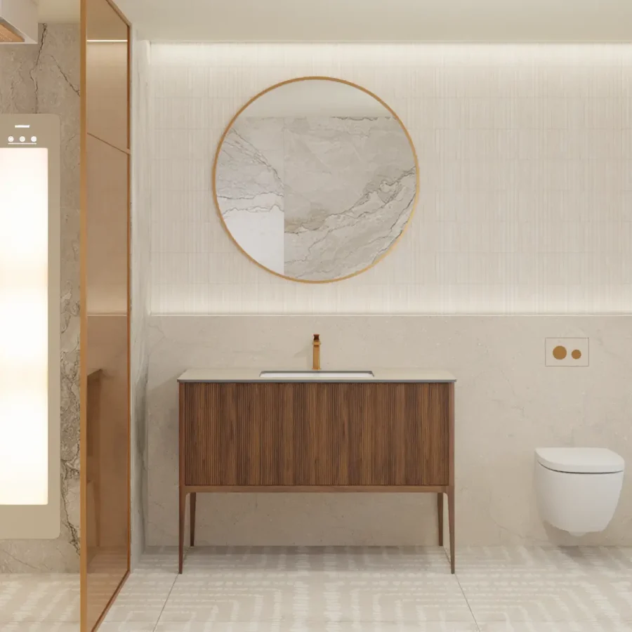 Catalano Valentina Ribbed Walnut 120cm Vanity Set