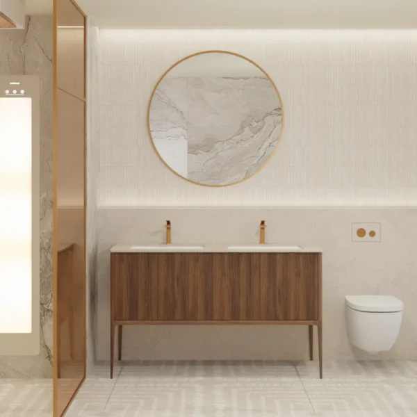 Catalano Valentina Ribbed Walnut 140cm Vanity Set