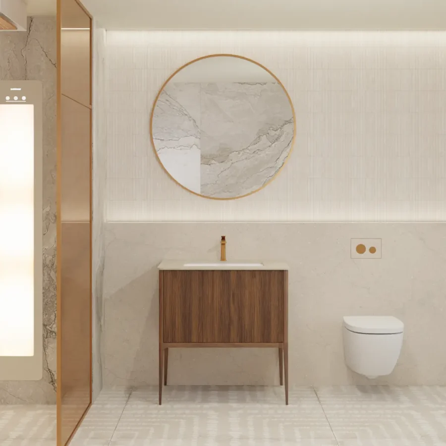 Catalano Valentina Ribbed Walnut 80cm Vanity Set