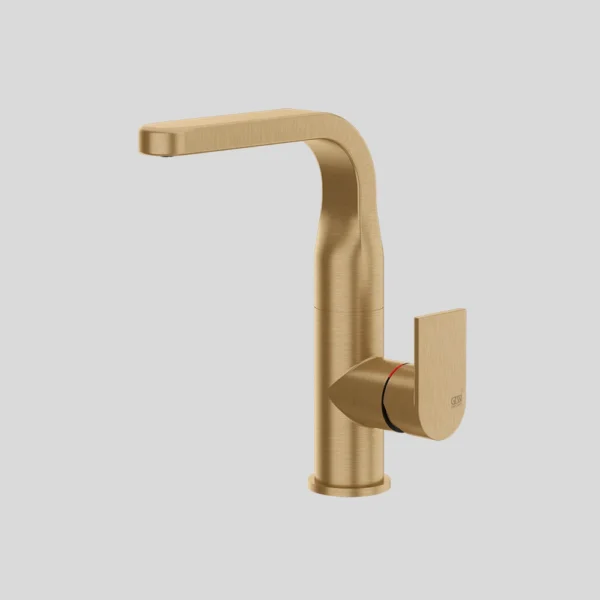 Via Manzoni Monobloc Basin Mixer Tap with Side Handle