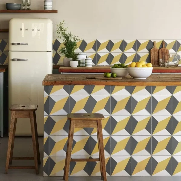 Otura Canola Yellow Cement Tile Lifestyle Shot
