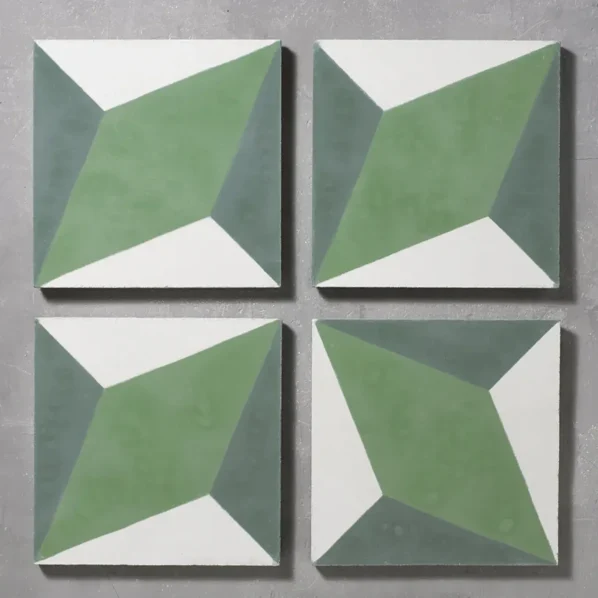 Otura Green Cement Tile Multiple Shot With Surround
